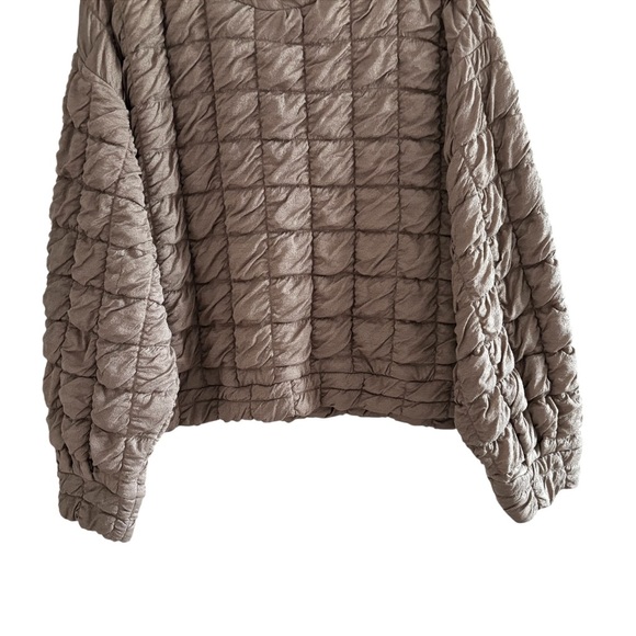 Zara Quilted Pullover Crewneck Sweatshirt Top Xl Taupe - Picture 4 of 8